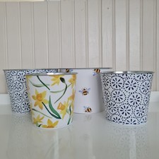 Four Emma Bridgewater / M&S Metal Plant Pots (2 Sizes) - P&P Included