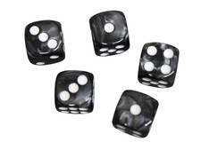 Iron Black Rounded Marble Effect 16 mm D6 Dice Roll Playing Dices with White Dot