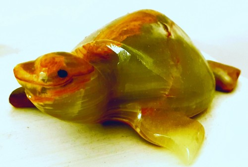 Large turtle carved solid - carved, onyx