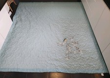 Kaleidoscope Double Bedspread Cyan Coloured with A Beautiful Bird Design