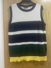 Marks and Spencer Women's Limited Edition Striped Crochet Sleeveless Top Size 14
