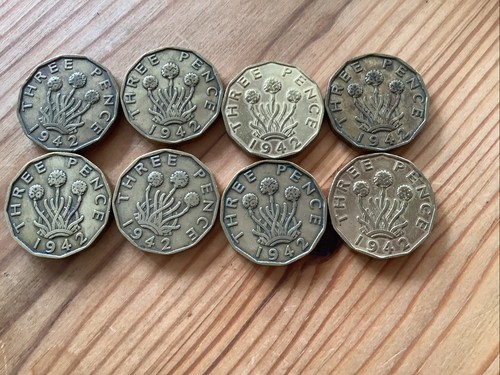 Three pence coins 1942 - pence,