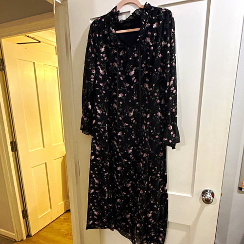 Matalan black floral wrap - black,