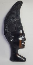 West African Tribal Art Black Hard Wood Wall Head Art