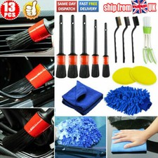 13Pcs Car Detailing Brush Set Cleaning Kit Wheels Air Vents Window Wash Tool UK