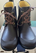 Joules Ashbrook Brown Premium Rubber Lace-up Short Height Wellies - Adults 8