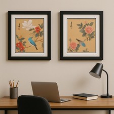 Set of 2 Hand-Painted Silk