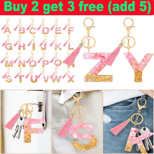 Pink gold resin initial - pink, letter