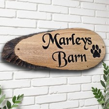 Custom Oak Plaque,Personalised Carved Wooden House Sign with Live Edges,Rustic