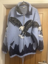 Artesanias Tuntaquimba Native American Cowichan Eagle Hooded Zip Jacket XL