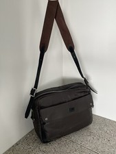 Fred Perry Coated Canvas & Leather Flight Bag. Rare. Olive Green, Choc Leather.