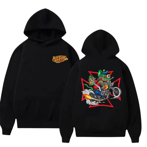 Rat fink motorcycle hoodie - fink,