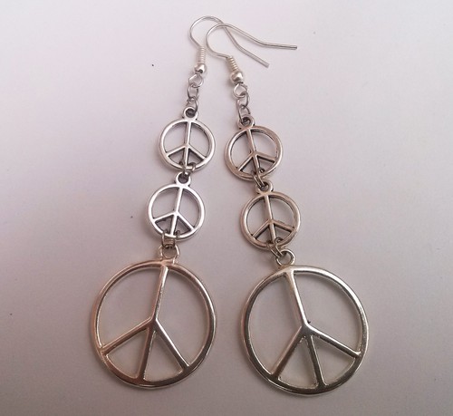 Silver long peace sign - silver,