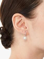 Kate Spade Something Sparkly Pearl Huggie Earrings In Silver w/ KS Dust Bag New