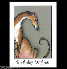 ORIGINAL GREYHOUND DOG PAINTING BIRTHDAY CARD FROM ORIGINAL BY SUZANNE LE GOOD