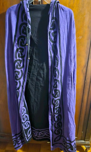 Purple black hooded - hooded, duster