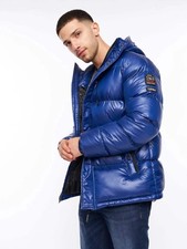 Mens Crosshatch Croswell High Shine Puffer Jacket - Royal Blue