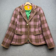 Joules Tweed Jacket UK 14 GRANDSTAND Blazer Hacking Country Check Plaid Tartan