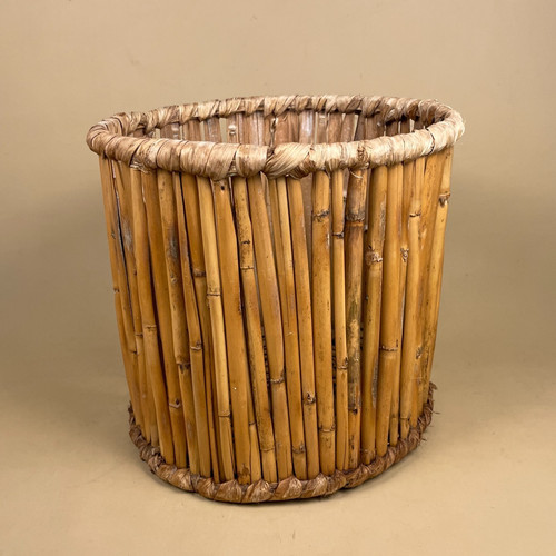 Bamboo basket bin planter - bamboo,