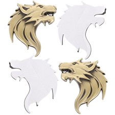  2 Pcs Automotive Car Badge Decals Stickers Hood Wolf Head Metallic