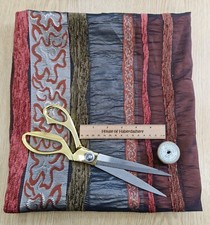 FABRIC REMNANT - Orange Brown Stripe Taffeta Curtain Cushion Fabric - 2M Length