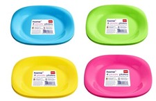 4 Plastic Reusable Plates Set Colourful Party Picnic BBQ Dinner Outdoor 19cm
