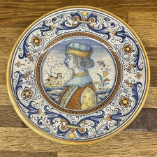 10” 20th century Deruta Wall plate hand painted Italy of Italian man. Majolica 