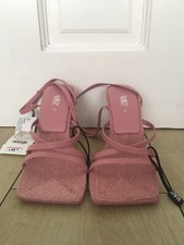 Zara pink leather sandals, eur 36, Brand New