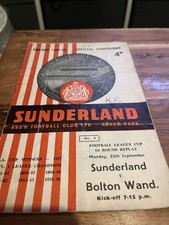 Sunderland v Bolton Wanderers League Cup 1st Rd Replay Programme Season 1961-62