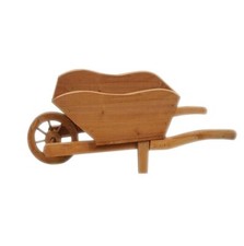 Wooden Wheel Barrow Planter Cart Ornamental Flower Pots for Outdoor Decoration
