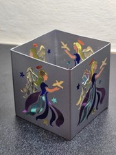 Vintage Metal & Inserted Stained Glass Angel Candle/Tea Light Holder