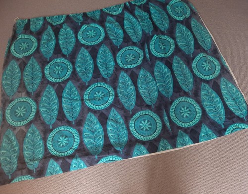 1950s 60s curtains blue - curtains, leaf