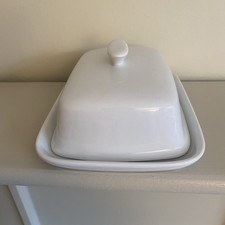 KitchenCraft White porcelain butter dish and lid
