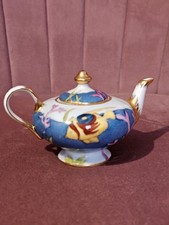 Regal Porcelain Miniature Teapot  Tropical Fish Coral Reef Design with Gold Trim
