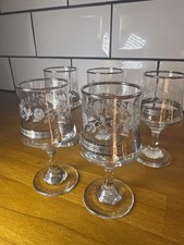 Vintage Stemmed Glasses x5