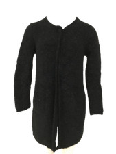 JENNIFER GAY Ladies Small Black Baby Alpaca Wool Top Button Cardigan Pre-Loved