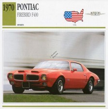 1970 PONTIAC FIREBIRD F400 Sports Classic Car Photo/Info Maxi Card