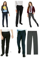 M&S GIRLS SCHOOL TROUSERS ADJUSTABLE WAIST REGULAR/SLIM/PLUS FIT SCHOOL UNIFORM 