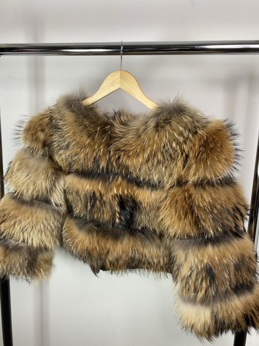 Real raccoon fur coat - raccoon,