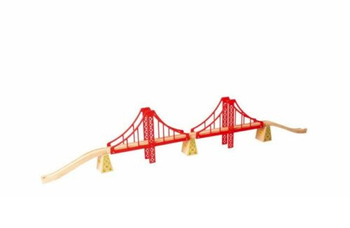 Wooden train bridge double - train,