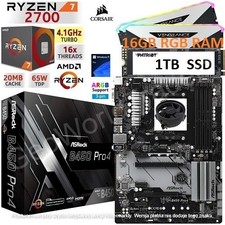 AMD Ryzen 7 2700 + 16GB RGB RAM + 1TB SSD + ASRock B450 Pro4 Motherboard Bundle