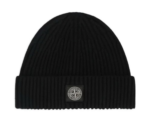 Stone island black beanie - island,