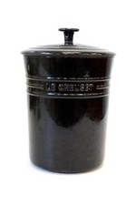 Large LE CREUSET Black Stoneware Lidded STORAGE / COOKIE JAR 27cm Tall - F14