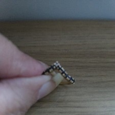 9ct Yellow Gold Real Sapphire and Diamond Wishbone Ring, Size J