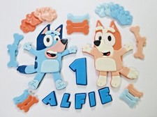 Bluey Cake Topper Edible Fondant Party Decorations Personalised - Handmade UK