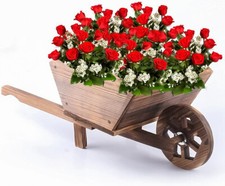 WOODEN WHEEL BARROW PLANTER