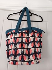 ROXY Active Cotton Canvas Book Tote Bag Zipped Geometric Holiday Summer