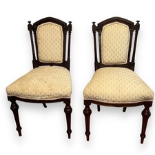 Pair of Antique Louis XVI-Style Mahogany Dining Chairs Carved Detail