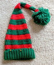 Red & Green Striped Elf Hat