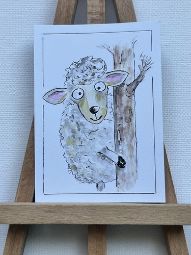Aceo original art sheep - aceo,